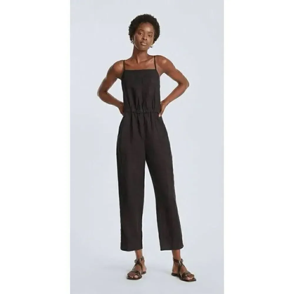 Everlane The Linen Shoestring Jumpsuit Black Size S NWT